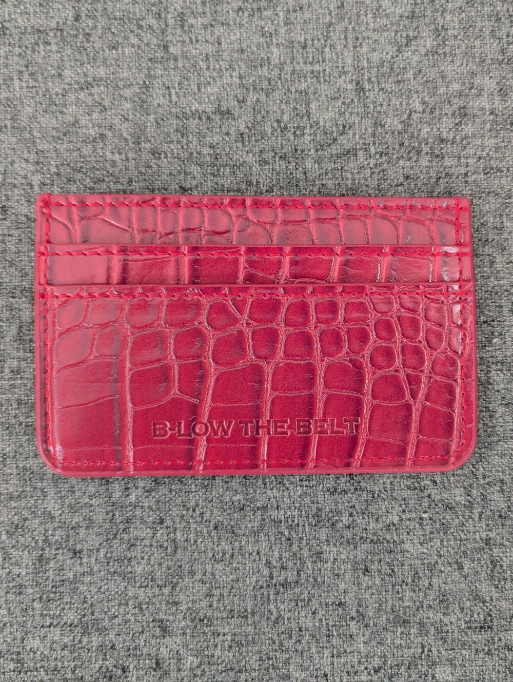 B-Low the Belt Pink Croc-Embossed Card Holder